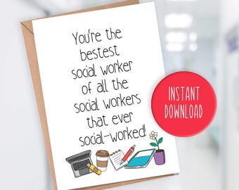 Kort för socialarbetare - Tackkort för socialarbetare - Uppskattningskort för socialarbetare - Examenskort för socialarbetare - Presentetikett för socialarbetare