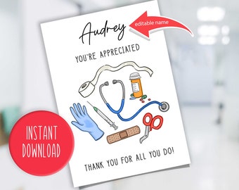 Nurses Week Card - Nurse Appreciation Card - Nurse Thank You Card - Afdrukbare Nurse Card - Nurse Thank You Tag - Nurse Card Gepersonaliseerd