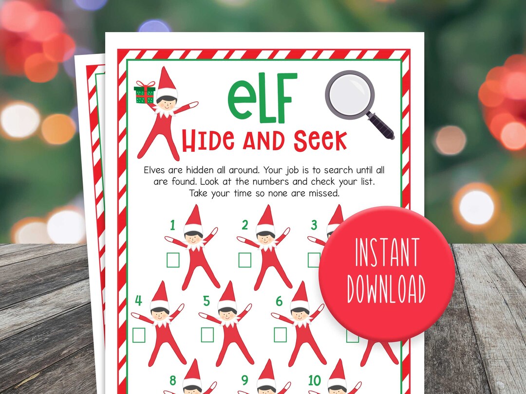 Hide and Seek Game Elf Christmas Game Christmas Game Printable Christmas Game Elf Hide and Seek 