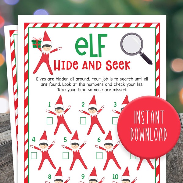 Hide and Seek Game - Elf Christmas Game - Christmas Game - Printable Christmas Game - Elf Hide and Seek Game - Elf Printable