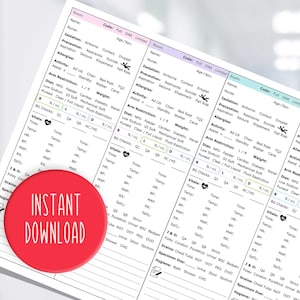 CNA Report Sheet - Nurse Shift Planner - PCT Shift Planner - LTAC Shift Planner - Nurse Assistant Report Sheet - 4 Patient Report Sheet