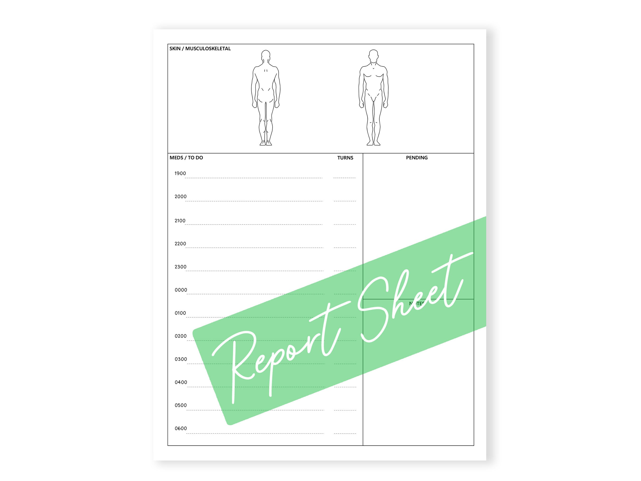 Detailed Med Surg Report Sheet Med Surg Tele Report Sheet Student Nurse ...