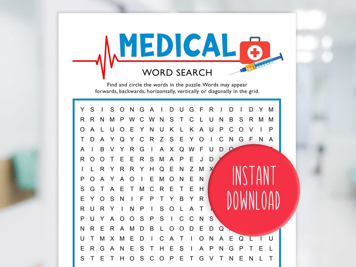 Medical Word Search Nurse Word Search Healthcare Word Search Printable ...