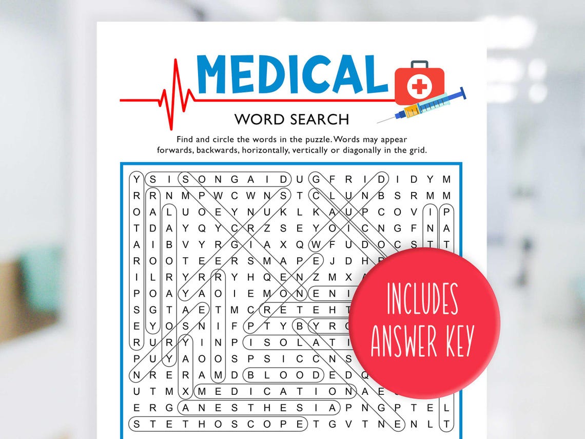Medical Word Search | Nurse Word Search | Healthcare Word Search ...