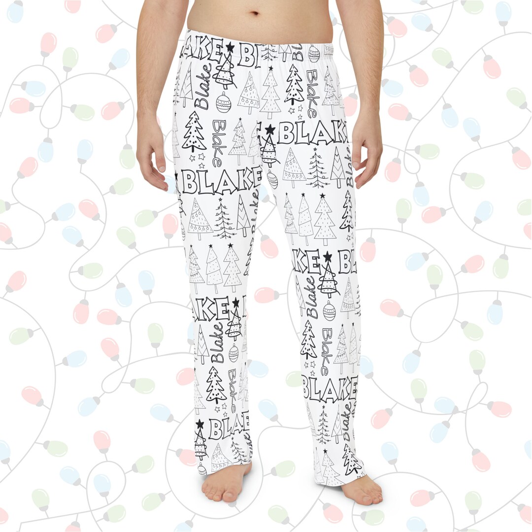 MENS Christmas Tree Color Your Own Custom Pajama Bottoms, Unique