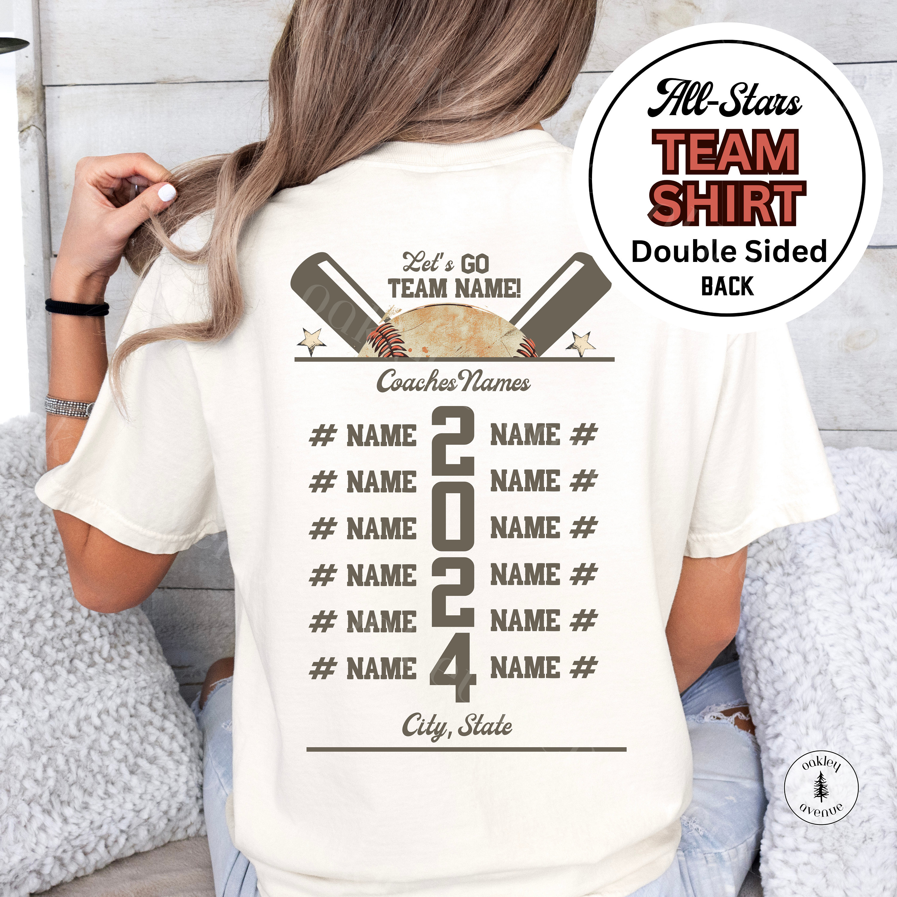 Custom Baseball All-Stars Tshirt, Cooperstown, Baseball Mom, Sports Mom Coaches Gift Travel Sport Team Personalized Softball Tournament