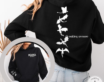 Custom Dragon Mama Hoodie Personalized Mother of Dragons Hooded Sweatshirt Bookish Sweater Mother's Day Gifts For Her Romantasy Reader Merch