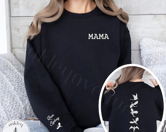 Felpa personalizzata con drago / Felpa girocollo personalizzata "Dragon Mama" / Maglione a tema libri con i nomi dei bambini / Regalo romantico per lettori