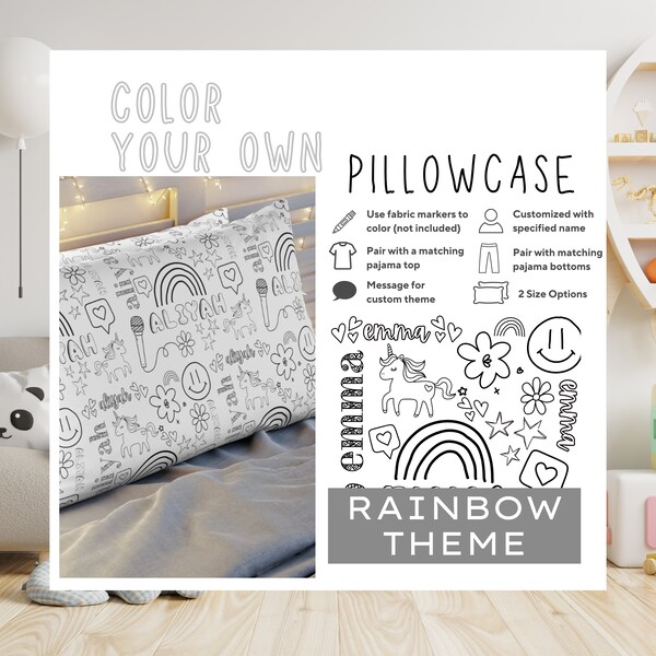 Rainbow Unicorn Lover | Color Your Own Pillow | Girls Birthday Gift | Coloring Activity | Kid Gifts | Easter Gift | Unicorn Party Favor