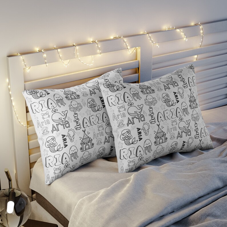 Mermaid color your own pillowcase custom pillowcase mermaid etsy