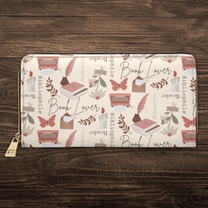 Cartera con cremallera personalizada para amantes de los libros, libro de bolsillo personalizado para amantes de los libros, romance, alta fantasía, lector, club de lectura, artículos para lectores, regalos para mejores amigos de los libros