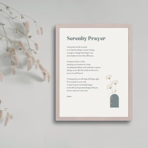 Serenity Prayer Wall Art, Christian Wall Decor, Prayer Print, Boho Neutral druckbar, spirituelles Poster Geschenk, Schrift Sofort Download