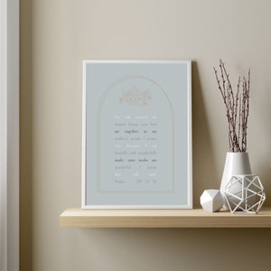 Psalm 139 Printable, Bible Quote Wall Art, Neutral Nursery Decor, Christian Home Decor, Wonderfully Made, Scripture Art Digital Download