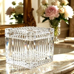 Vintage Mikasa Germany Crystal Cube Trinket Box – Faceted Lead Crystal Jewelry & Keepsake Holder (3.25") – New-Out-of-Box – Free Shipping