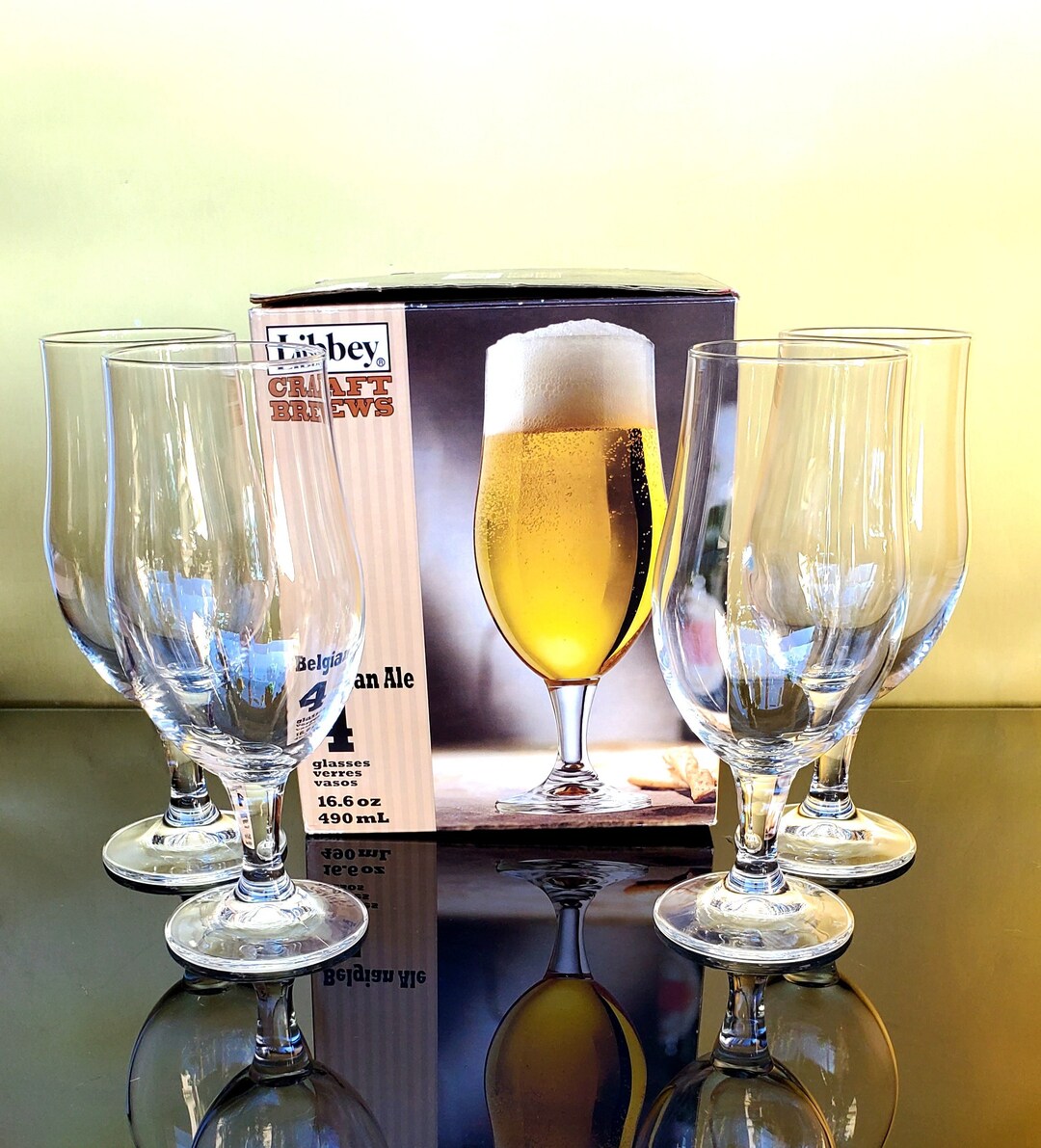Vintage Libbey Belgian Ale Beer Glasses 16oz Set of 4 Long Etsy