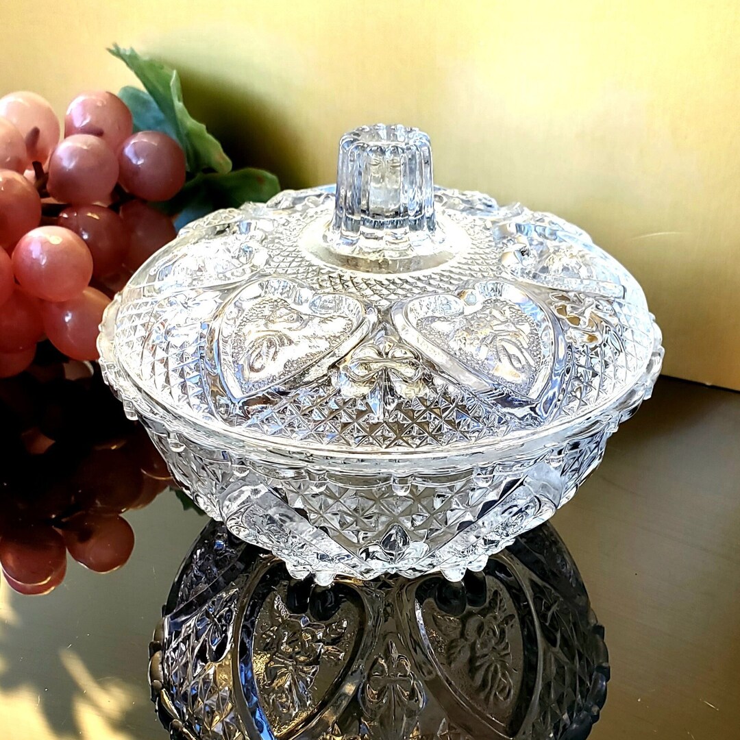 Vintage Malaysian Cut Glass Sugar Bowl & Lid Candy Dish Etsy