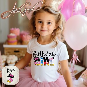 Minnie Birthday shirt, Birthday Girl Tshirt, Personalized name and age on back, Minnie Birthday Girl Shirt