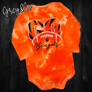 Go Bengals Tye Dye Onesie, Go Bengals, Bengals Baby Bodysuit, Baby Tiger Mascot, Cincinnati Football, Youth Bengals
