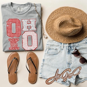 Ohio Gingham Tee, Super Cute Ohio Shirt, Ohio Tshirt, Cincinnati Shirt, Gifts for her, Ohio Mascot, Christmas Gifts 2024