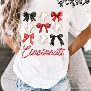 Cincinnati Baseball Coquette Shirt, Cincinnati Baseball Tee, Comfort Colors Reds Tshirt, Gifts for her,  Mothers Day Gifts