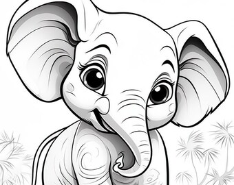 Animal Coloring Page A4 5x | Printable Coloring Pages | Download Grayscale Illustration | Printable Picture Files