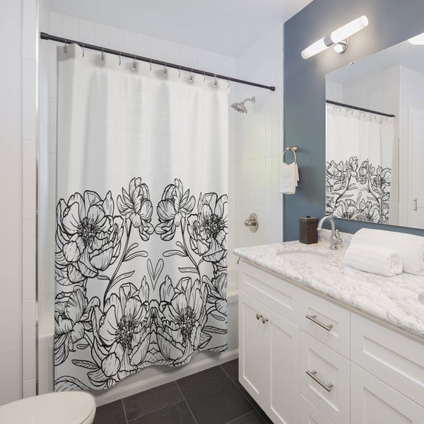 Black and White Shower Curtain Etsy