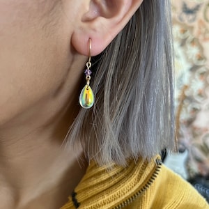 Zelda Tears of The Kingdom Inspired Earrings, Holographic, Tear Drop, Sterling Silver, Dainty, Zelda Cosplay, Zelda TOTK, Hypoallergenic