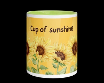 Coffee Mug | Light Green| Sunflowers| perfect Gift| Kitchen Essentials| For Her|