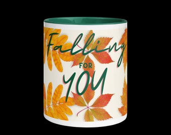 Coffee Mug | Dark Green | Falling for You| Autumn and fall | Perfect Gift| For her | For Him| Kitchen Essentials