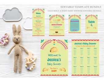 Taco Baby Shower Bundle, Editable Invitation Set (Digital Download)