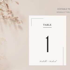 Minimalist Table Numbers Canva Template for Wedding Celebration, Rehearsal Dinner, Bridal Party, Editable Easy Printable Instant Download