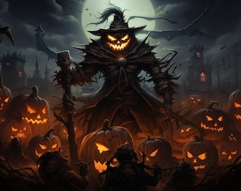 Creepy Scarecrow Pumpkin King Jigsaw Puzzle: Halloween Fright Night