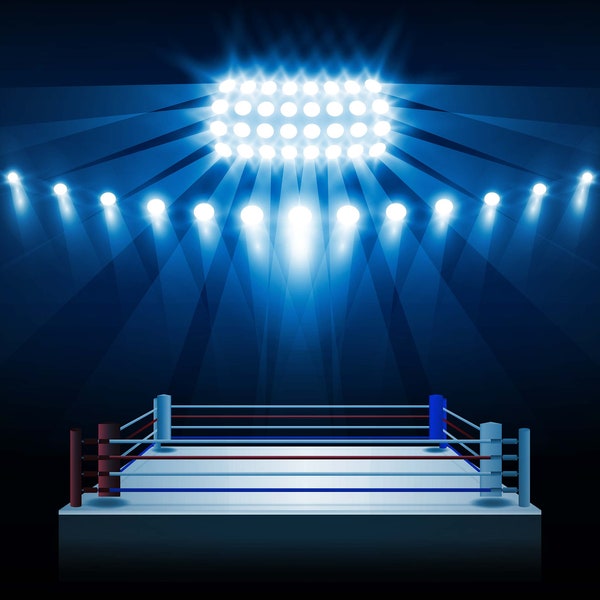 Boxing Arena Backdrop, Boxing Ring Background with Lights, Boxing Arena Background, High Quality Digital Download