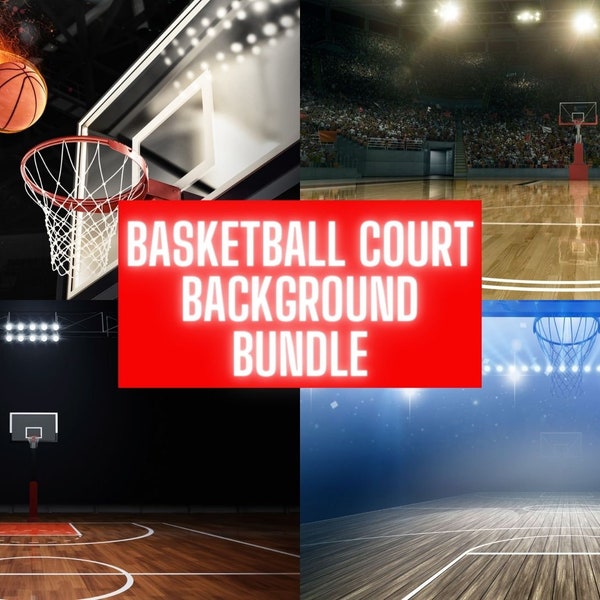 Basketball Court Background Bundle High Quality Digital Downloads, Basketball Goal Backdrop, Basketball Stadium Backdrop