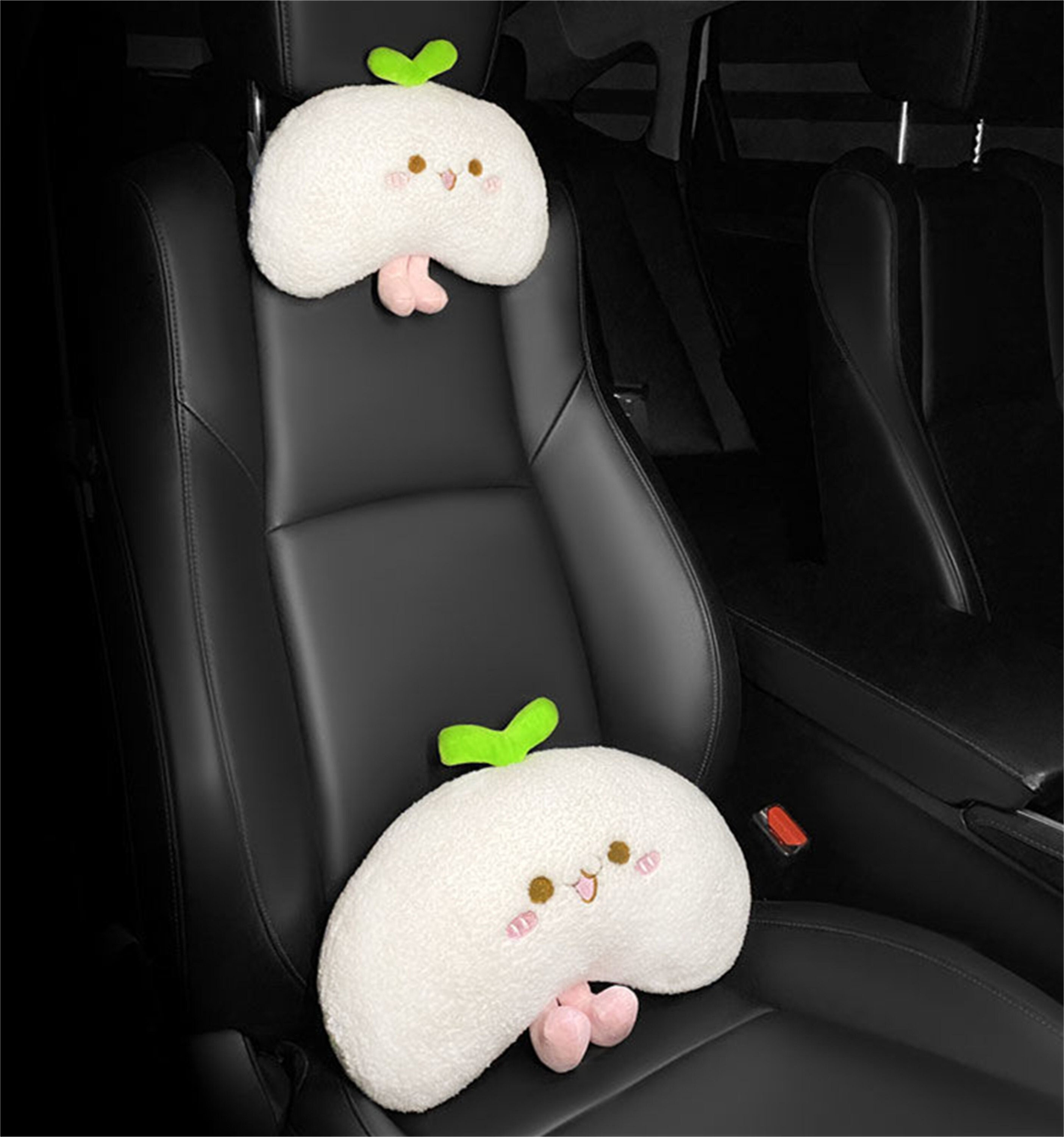 Sun Flower Car Neck Pillow Cute Pink Seat Back Lumbar Funny Headrest  Support Cushion For Women Girly Cartoon Seatbelt Cover
