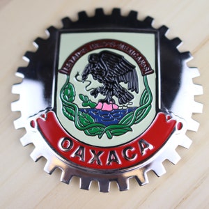 OAXACA - NEUES Chrom-Front-Grill-LKW-Auto-Abzeichen-Emblem mexikanische Flaggespanisch Estado de Mexico Medaillon