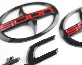 3 emblemas tC delanteros y traseros nuevos en negro brillante para SCION 2011-2016 tC