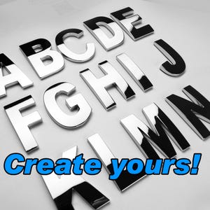 OEM Spec 3D A-Z Chrome Letras e Números Emblema Emblema para Carros, Caminhões e Barcos Autoadesivo XL 2,2 Polegadas de Altura