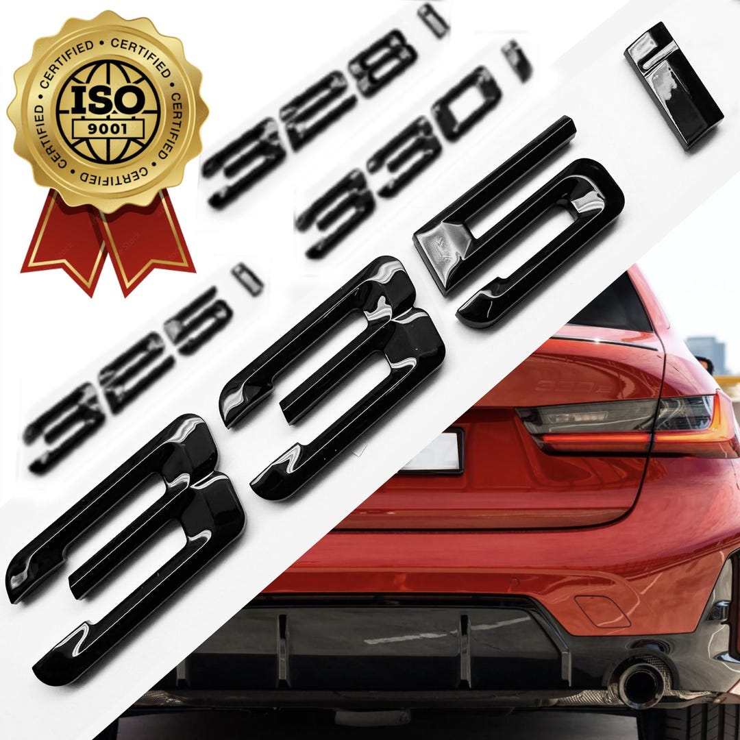 OEM Quality 3D Piano Black Letters Numbers for 3 Series 325i 330i 340i ...