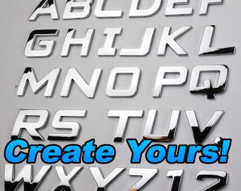 OEM品質 3D A-Z クローム文字 数字 エンブレムバッジ 車 トラック ボート用 粘着式 高さ3/4インチ 高さ19mm イタリック体スタイル