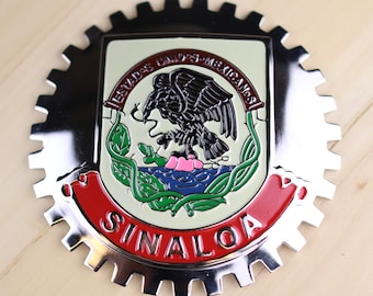 SINALOA - NY Kromgrill Lastbil Bil Emblem Mexikansk Flagga Spansk Estado de Mexico Medaljong
