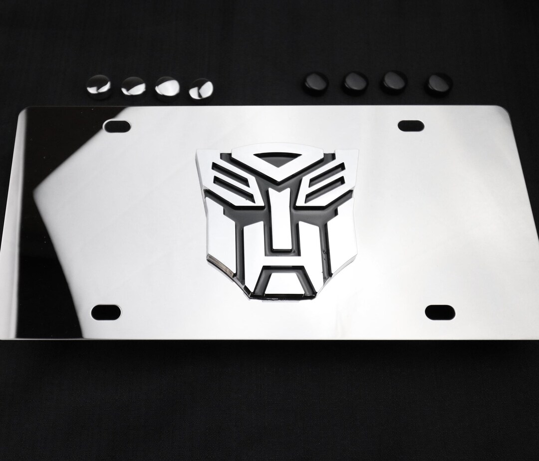 transformer bumblebee logo chrome license chrome plate frame usa made