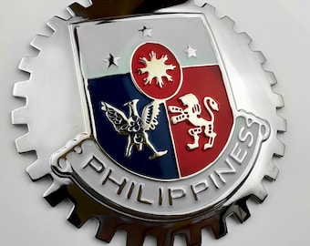 PHILIPPINES - Filipino NEW Chrome Front Grill Truck Car Badge Emblem  Flag