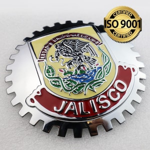 JALISCO - NEU Chrom Front Grill LKW Auto Abzeichen Emblem Mexikanische Flagge Spanisch Estado de Mexico Medaillon