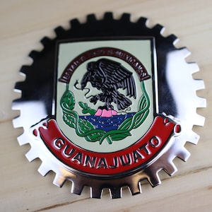 GUANAJUATO - NEU Chrom Front Grill LKW Auto Abzeichen Emblem Mexikanische Flagge Spanisch Estados de Mexico Medaillon