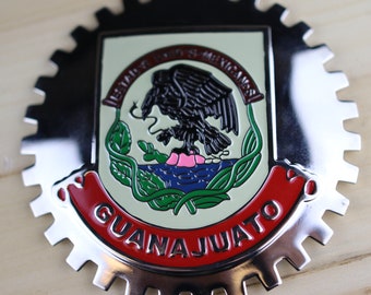 GUANAJUATO - NEW Chrome Front Grill Truck Car Badge Emblem Mexican Flag Spanish Estados de Mexico Medallion