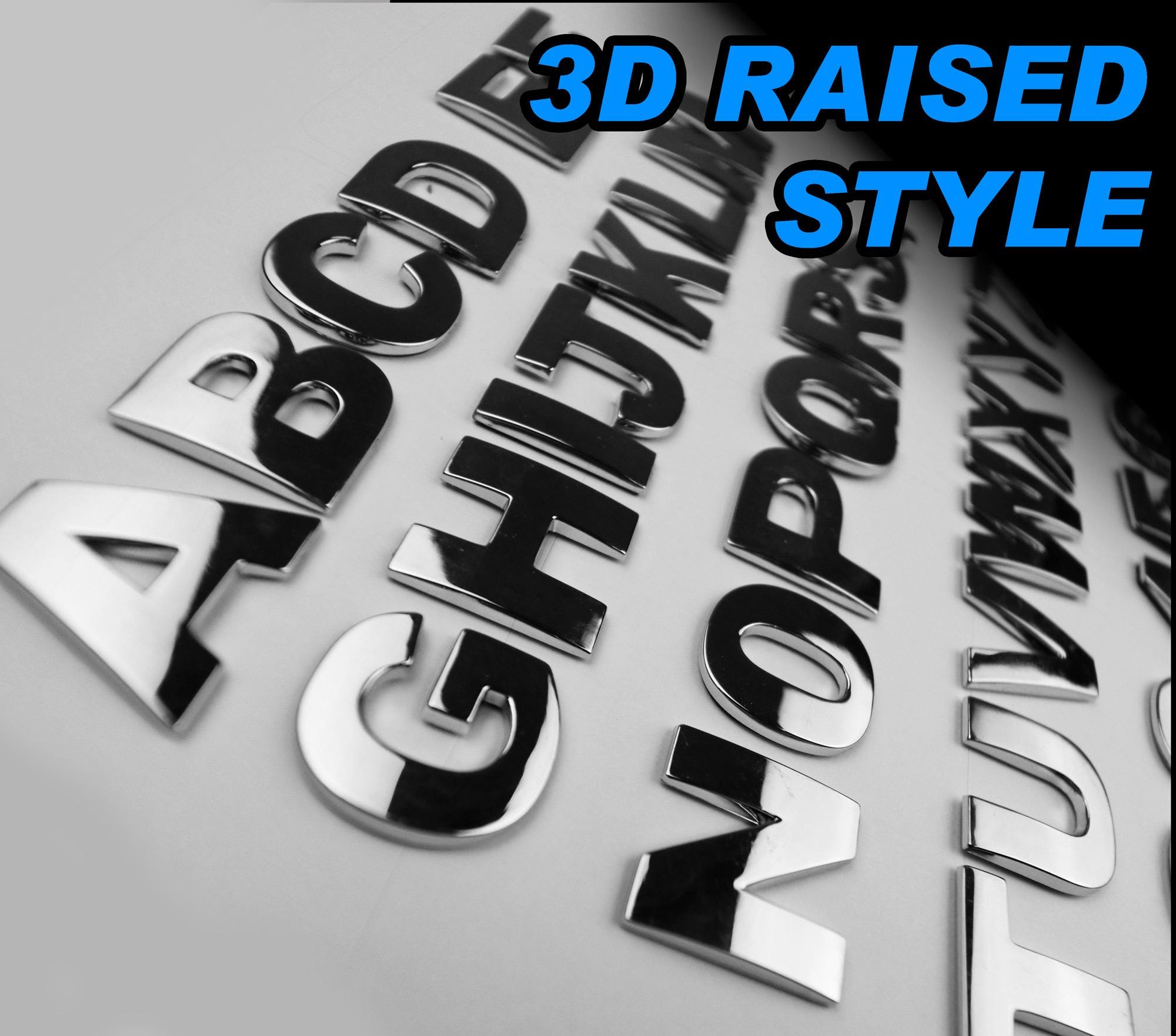 OEM Quality 3D A-Z Chrome Letters and Numbers Emblem Badge for Cars ...
