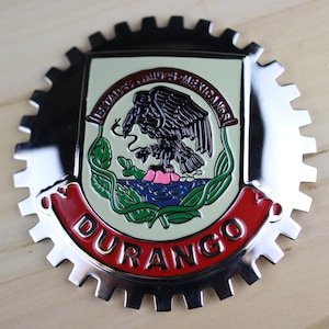 DURANGO - NEU Chrom Front Grill LKW Auto Abzeichen Emblem Mexikanische Flagge Spanisch Bandera de Mexico Medaillon