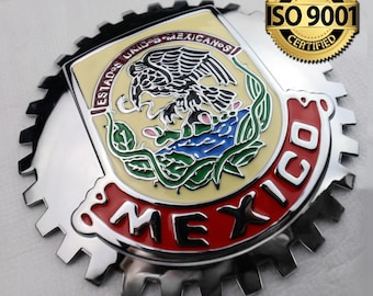 MEXICO - NEW Chrome Front Grill Truck Car Badge Emblem Mexican Flag Spanish Estado de Mexico Medallion