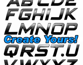 OEM Spec 3D A-Z Gloss Black Letters and Numbers Emblem Badge for Cars, Trucks and Boats Self Adhesive Italics 1 Inch Tall